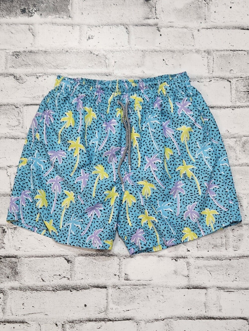 Boardies Palm Tree Swim Trunks Mens Large Tropical Beach Shorts Blue